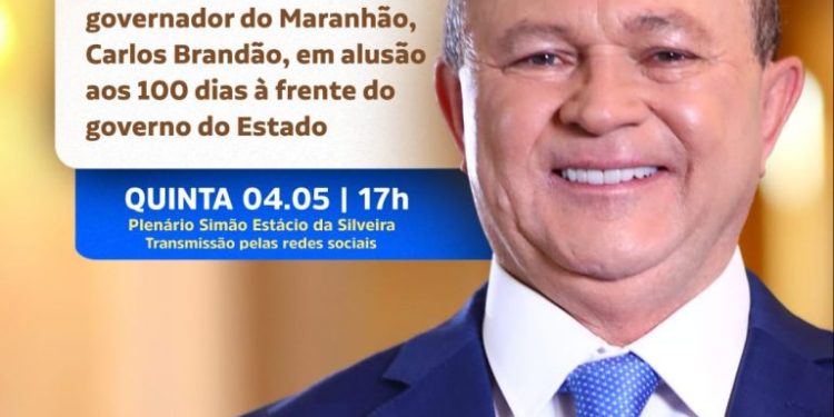 Câmara homenageia hoje o governador Carlos Brandão pelos 100 dias de governo.